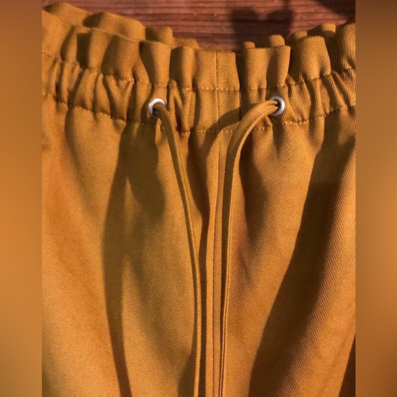 KOTN 100% Cotton XXL Drawstring Pants Mustard Brown Women’s Wide Leg High Rise - Picture 3 of 16